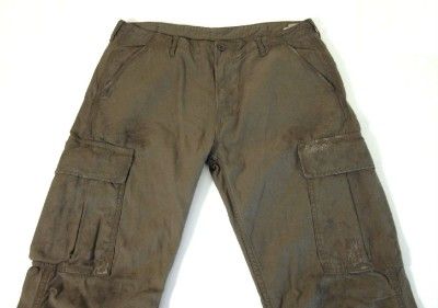 215 LVC Levis Vintage Clothing Distressed Green Military Cargo Pants 