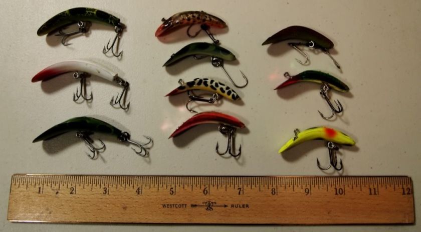 Lot of 10 Vintage Helin Flatfish Lures  