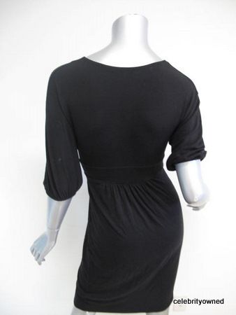 Vince Black 3/4 Sleeve V Neck Below Knee The Dress XS  