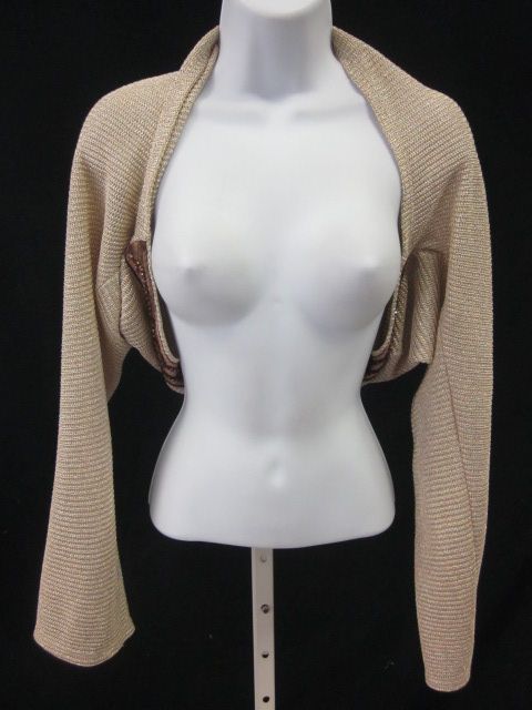 ALEXIA ADMORE Beige Long Sleeve Shrug Cropped Sweater 1  