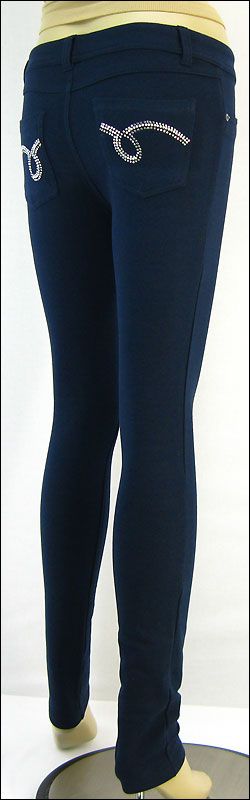 Ladies Skinny All Season Moleton jeans Rhinstones Jeggings Pants 