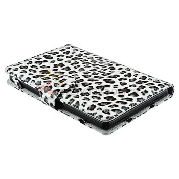 For  Kindle Fire Blk Leopard Leather Case+Guard+Pen+Headset 