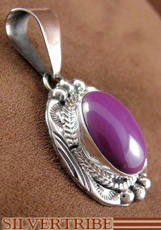 American Indian Navajo Silver & Sugilite Slide Pendant  