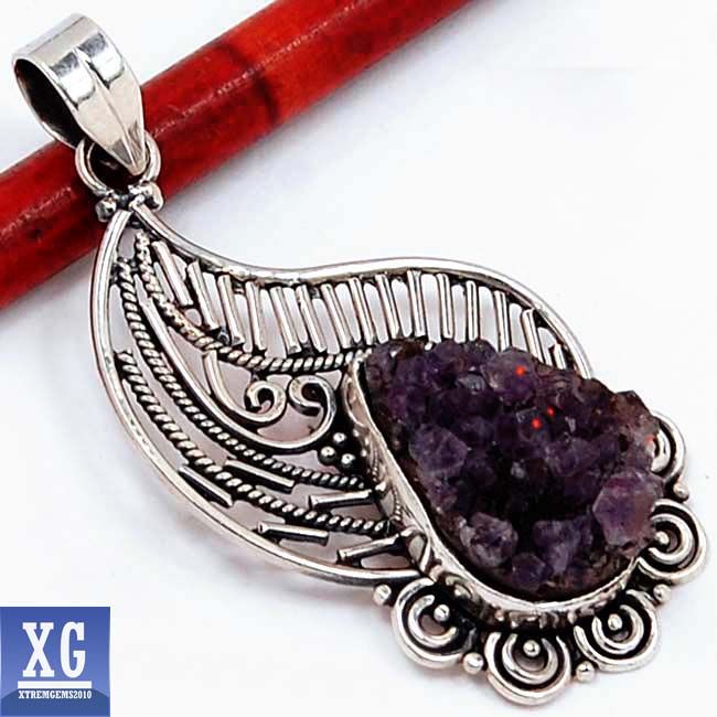 AMETHYST DRUZY 925 SILVER PENDANT