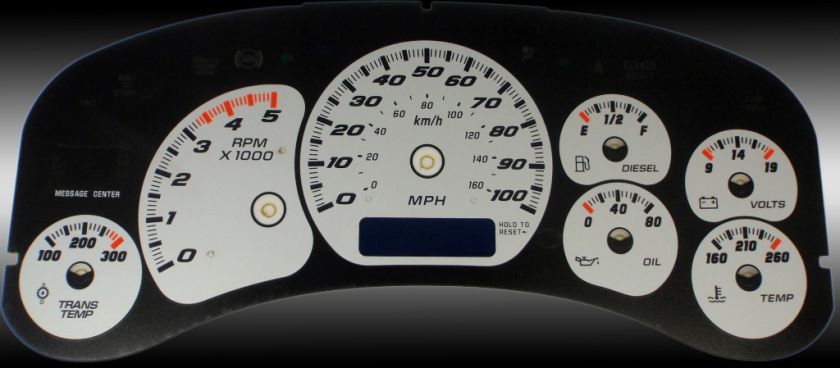 DIESEL DURAMAX GAUGE FACE Chevy GMC 99 00 01 02 2500  