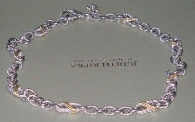 Judith Ripka Sterling Silver /14K Clad Link Necklace 20in New  