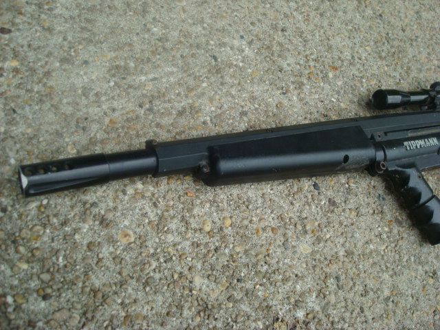 TIPPMANN CUSTOM 98 FLATLINE SNIPER MARKER W SCOPE & STOCK  