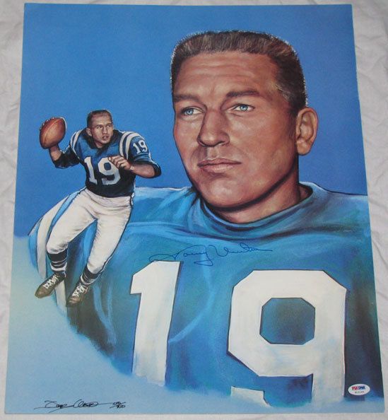 Unitas signed 17x21 Ltd/Ed/Litho PSADNA autograph  