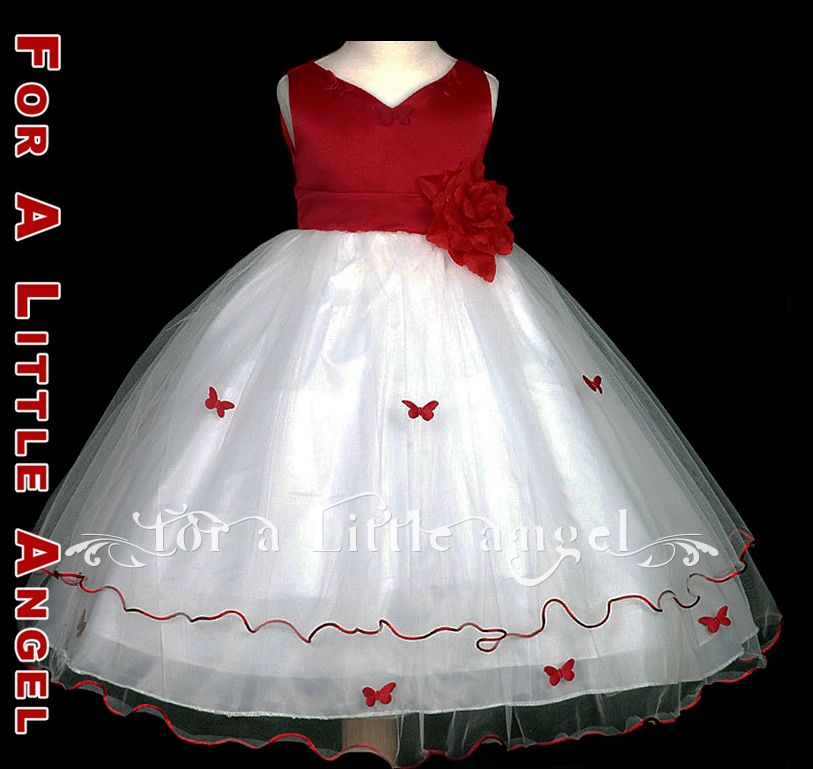 Apple red Baby Flower Girl Wedding Dress 600 size XS  