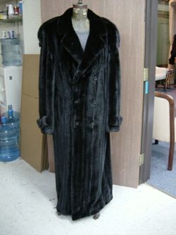 MENS MANS BLACK SUPERB QUALITY LET OUT Mink Full Length 56 Coat BRAND 