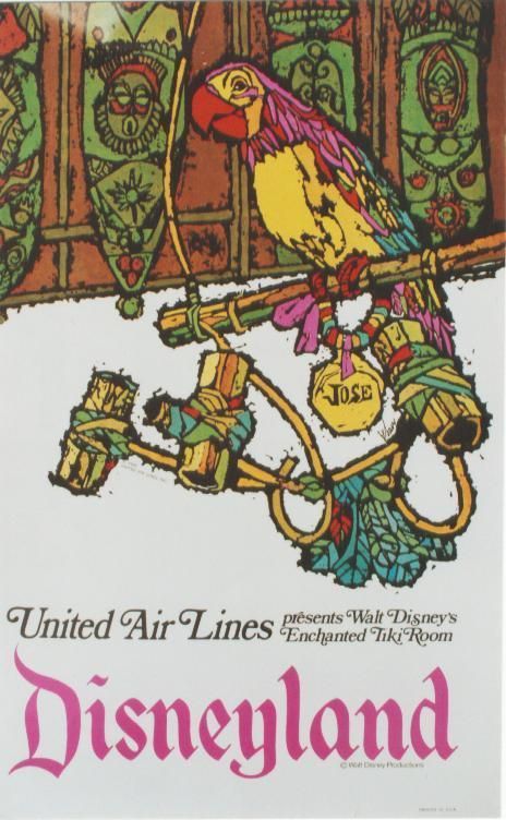 Original vintage poster L.A. DISNEYLAND UAL PARROT 1968  