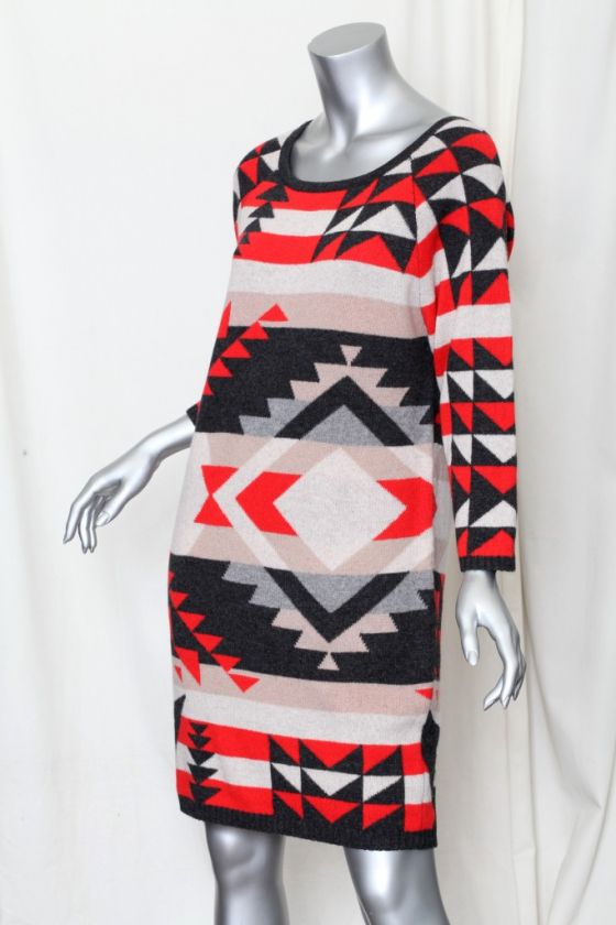 JOIE *ARIA* Stripe NAVAJO RPINT*CASHMERE* Intarsia Sweater Knit Dress 