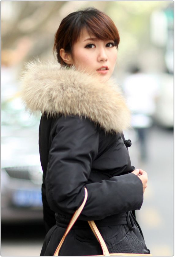 2011 New style womens 90% duck down big fur winter long coat jacket 