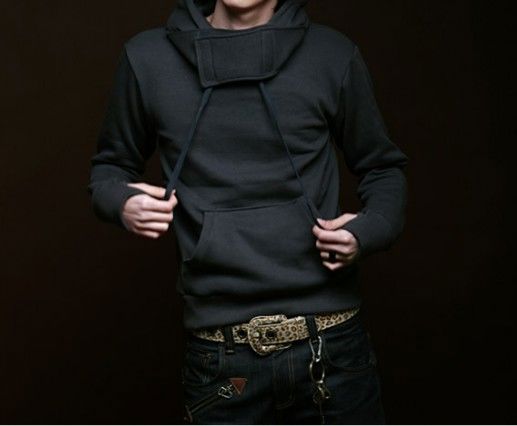 Mens Stylish Twin Pockets Hoodie Sweatshirt Charcol #13  