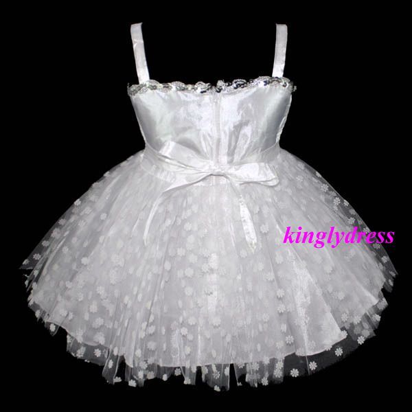 NEW Baby Toddles Girls Pageant Wedding Birthday Party Dress White SZ 