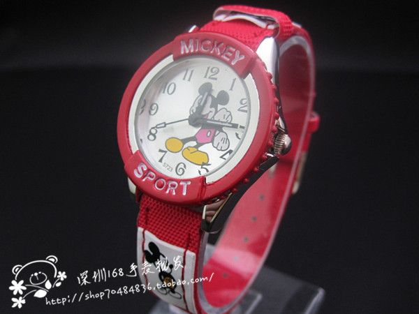 New Fashion 3D Mickey Nylon Band Childrens boy girl cartoon quartz 