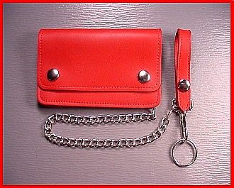 Made in USA ~ Ladies Skull RED Leather Biker Wallet  