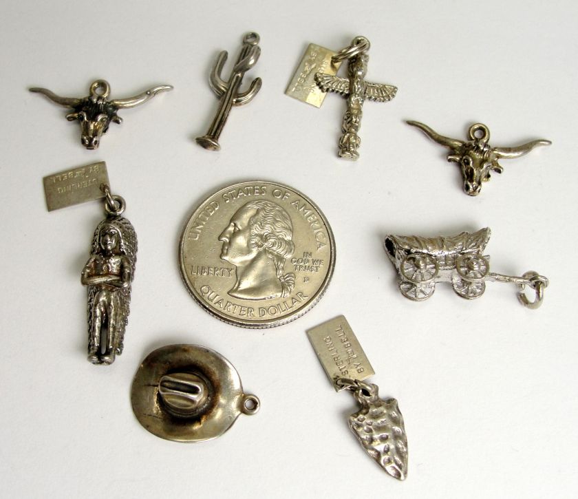 Vintage Sterling Charms Traditional 8 Western Motif  