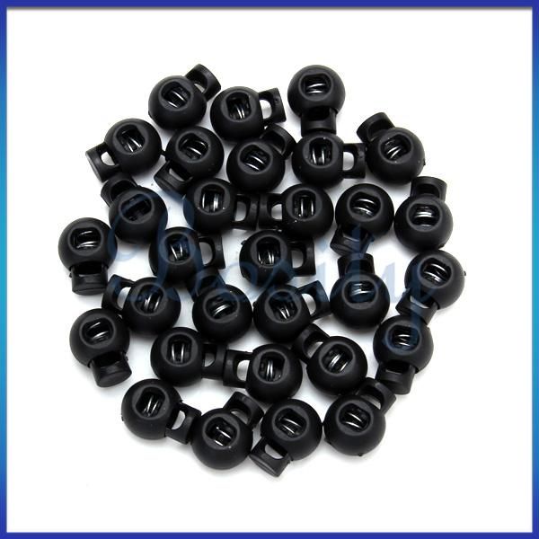 100x Black Round Cord Locks Toggles Cordlock 1 hole  