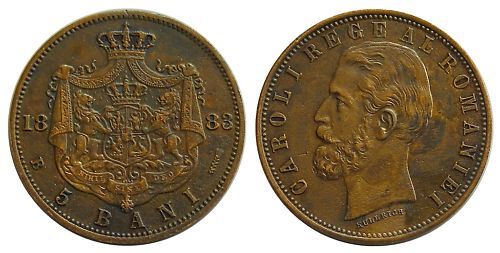 b021 ROMANIA 5 BANI 1883 COIN KM#19 RARE  