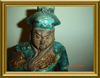 ANTIQUE CIRCA 1830 CHINESE QYNG DYNASTY MANDARIN FIGURE ROOF TILE