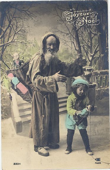 TINTED PHOTO FATHER CHRSITMAS BEAUTIFUL GIRL 1911 35009  