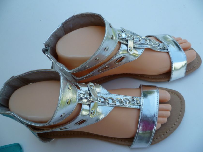 SILVER LADY GLADIATOR SANDALS SIZE 5 10  