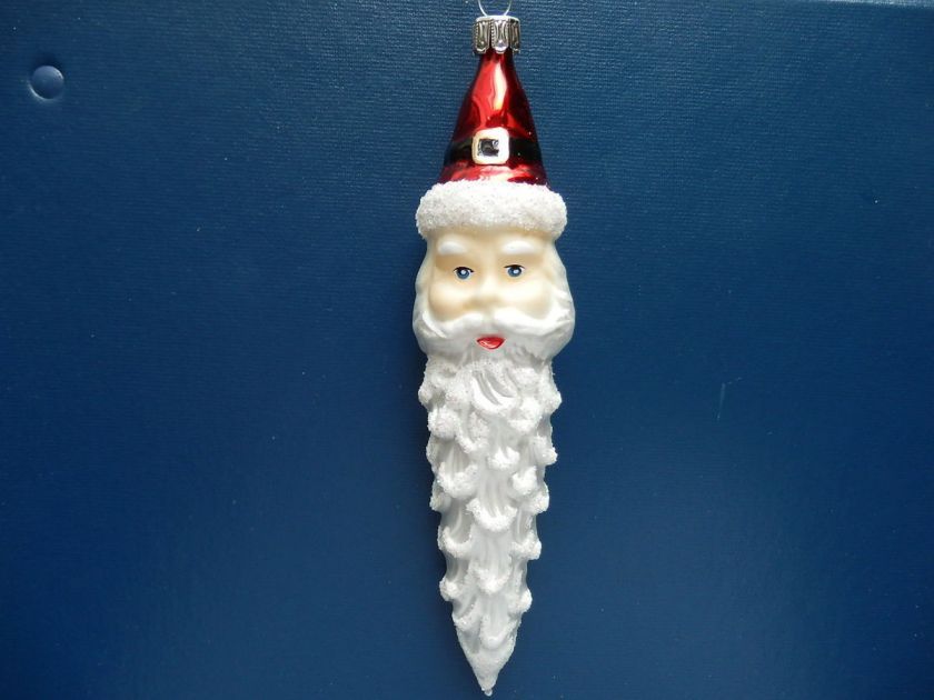 GERMAN GLASS SANTA CLAUS ICICLE CHRISTMAS ORNAMENT SANTAZAPFEN  