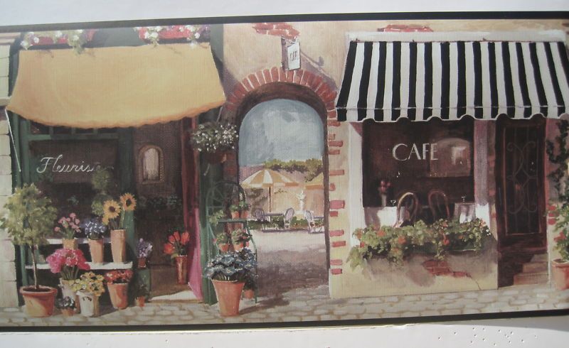 FRENCH CAFE STREET SCENE WINE FOOD Wall Border 9   