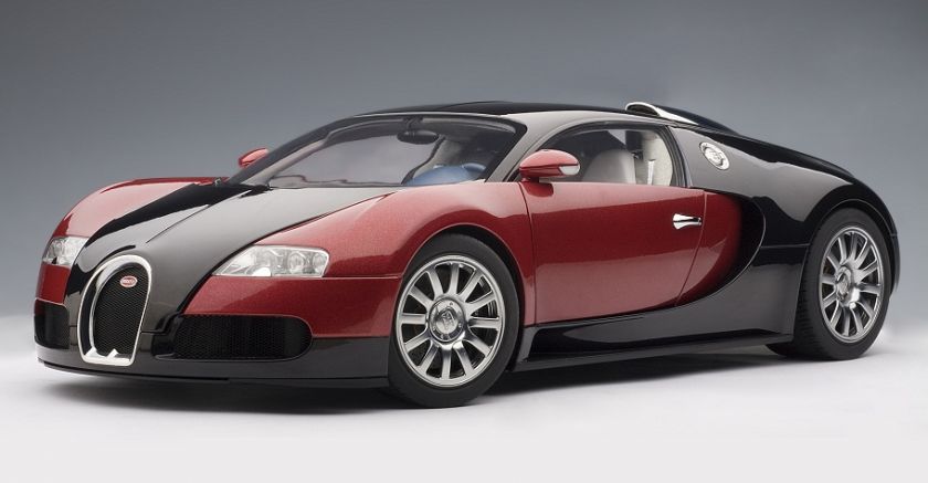   12531 112 SCALE BUGATTI EB 16.4 VEYRON BLACK / RED DIECAST MODEL CAR