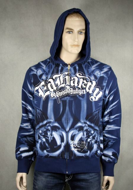 ED Hardy Mens FOILED Platinum beautiful Ghost Hoodie  