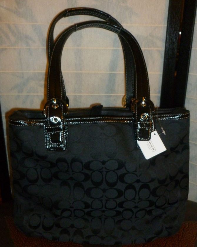   F17401 Signature North South Tote in Black MSRP $348 Authentic  