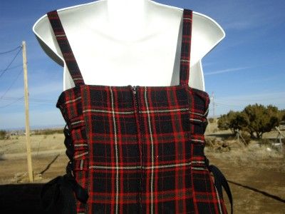 Lip Service Red Plaid Corset Dress Buckles Ribbons Ruffles Clasps S 