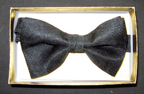 Mens Black Paisley Pre Tied Bow Tie New In Box  