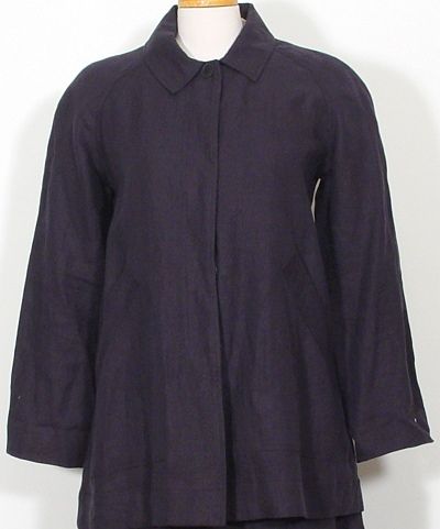 NWT EILEEN FISHER Ink Washed Linen Twill Boxy Jacket L  