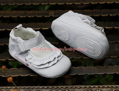 Baby Girl White Ruffled Dress Shoes Infant Crib Mary Jane Size 1 2 3 