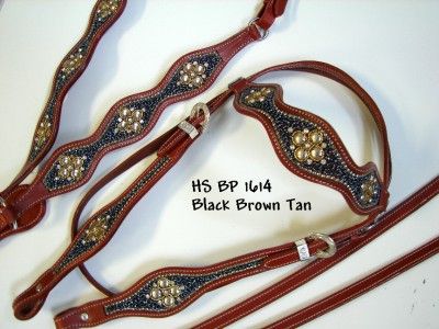 Western Horse Headstall Rein Breastplate Show tape Tan  