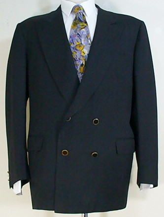 BRIONI Roma Black Double Breasted Jacket Blazer 46R Ceriello 190 