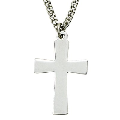 Elegant Simple Sterling Silver Cross Pendant Necklace  