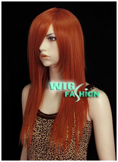 New Fashion Long Straight Brownish Orange Hair Wig TB1117  