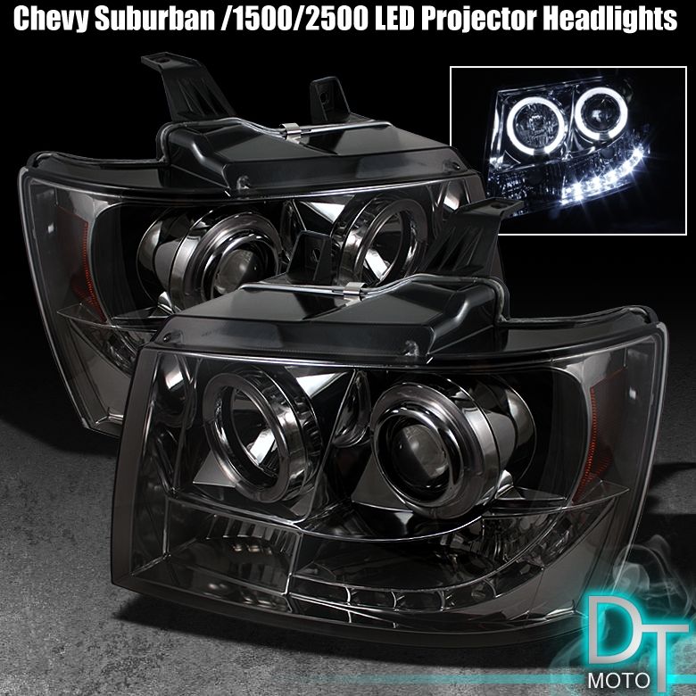 SMOKED 07 11 SUBURBAN AVALANCHE TAHOE HALO PROJECTOR HEADLIGHTS LIGHTS 