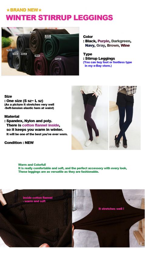 WINTER STIRRUP LEGGINGS Fleece Tights Ladies Thermal  