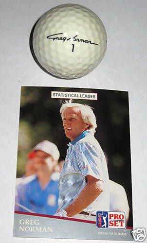 PGA PRO SET GOLFER GREG NORMAN Stats 1990 Card & Ball  