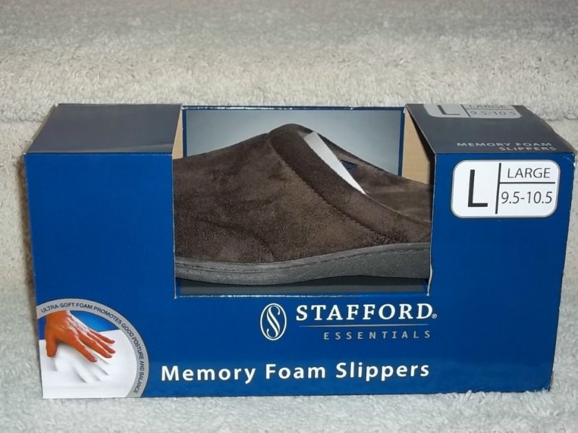 Mens Stafford Memory Foam Slippers Scuffs Mules L 9.5 10.5 XL 11 12 