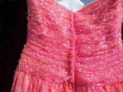 CASSANDRA STONE SZ 6 STRAPLESS PINK/PEACH BALL GOWN  