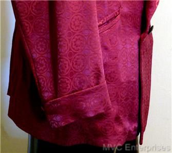 RARE 40s Claret SAKS 5th Rayon SMOKING JACKET ~42 44R  