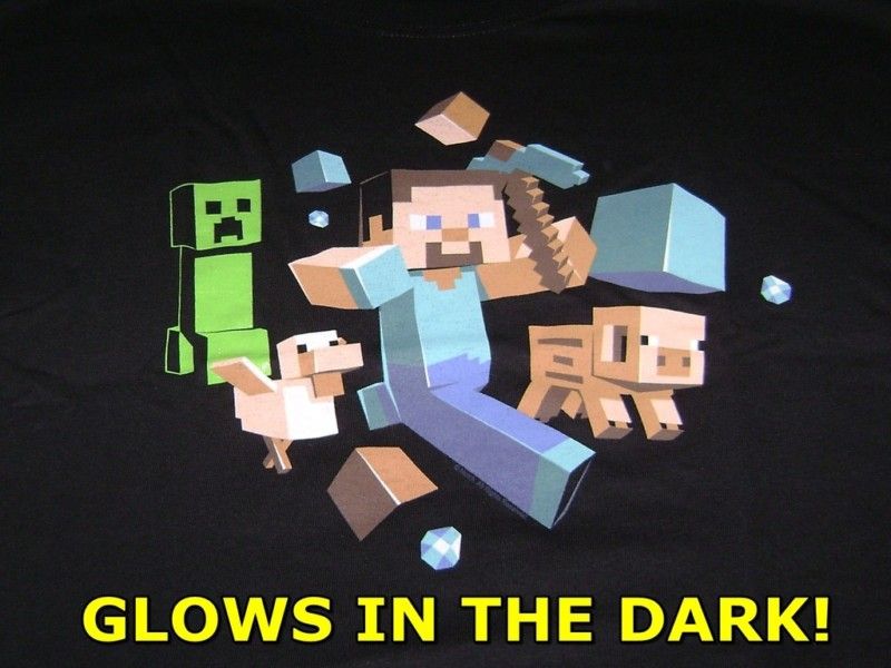 MINECRAFT GLOW IN THE DARK CREEPER T SHIRT XXXL 3XL NEW RUN AWAY 