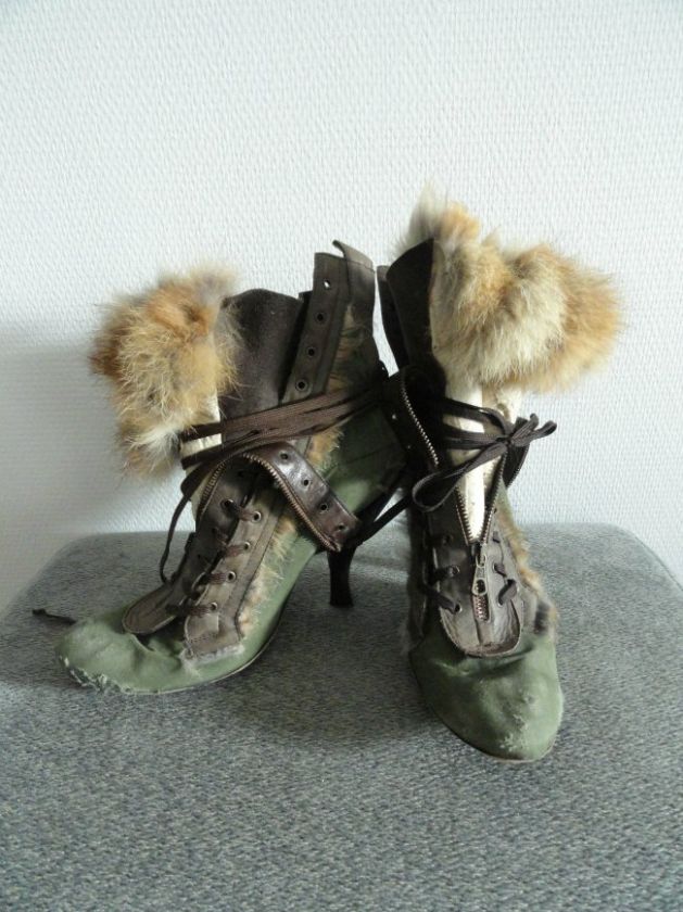 JOHN GALLIANO FOR CHRISTIAN DIOR RARE RUNWAY FUR BOOTS 41  