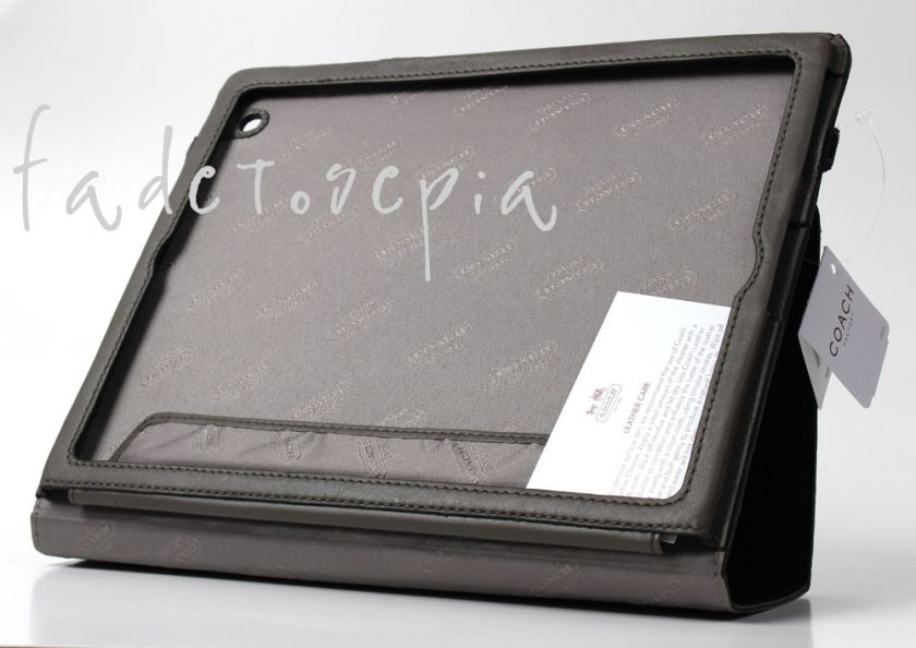 IPAD 2 & 1 COACH BLACK LEATHER TABLET FOLIO CASE F61309 AUTHENTIC 