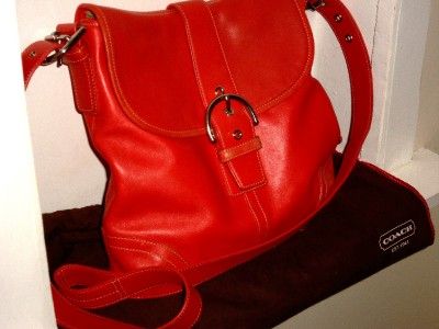 COACH Red/Orange Soho Flap Conv Duffle Cross Body/Messenger Shoulder 